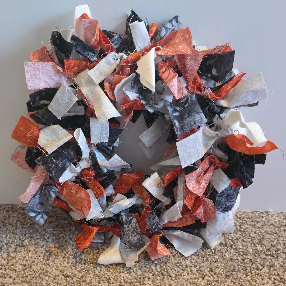 Fall Halloween Wreath - Colorful Fabric Wreath